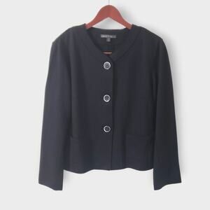 Lafayette 148 New York Black Button-Front Blazer
